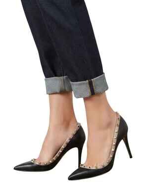 Valentino Garavani Rockstud Leather Pointed Toe Pumps Black Women's Size 36.5